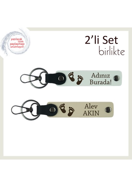 Ilk Bebek Hediyesi Olarak Anlamlı Armağan, Kalpli Bebek Ayağı Motifli Anahtarlık, Beyaz-Sütlü Kahve