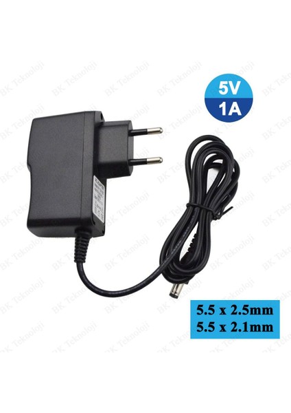 5 Volt 1 Amper 5.5mm x 2.5mm / 2.1mm Uçlu 5V 1A Adaptör