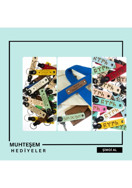 Şirket Kuruluş Yıldönümünde Dağıtılacak, 26'lı Set, Kişisel Mesajlı Deri Anahtarlık, Kırmızı & Yeşil modelleri