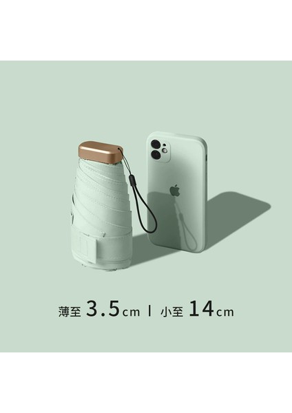 Cep Kapsül Şemsiye Kadın Kalınlaştırılmış Siyah Plastik Güneş Koruyucu Şemsiye Katlanır Şemsiye Güneşli ve Yağmurlu Günler Için (Yurt Dışından)