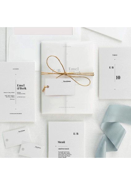 Elegance Şeffaf Zarflı Düğün Davetiyesi