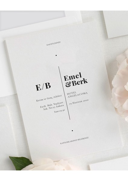 Elegance Şeffaf Zarflı Düğün Davetiyesi modelleri
