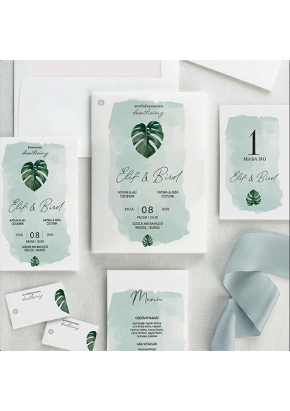 Lotus Zarfsız Isimlikli Düğün Davetiyesi fiyatları