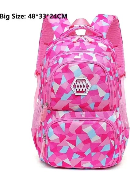 3pcs Renkli Çocuklar Sırt Çantası Geometrik Kızlar Okul Sırt Çantaları Kore Birincil Çanta Seti Çok Fonksiyonlu Çanta Seyahat Bagskolor: Kırmızı Büyük Boyut (Yurt Dışından)