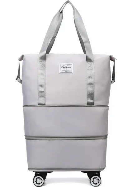 Oxford Bezi Büyük Kapasite Seyahat Çantası Kuru Islak Ayırma Depolama Iş Seyahat Bagaj Çantası Çıkarılabilir Evrensel Tekerlek Renk: Gri (Yurt Dışından)