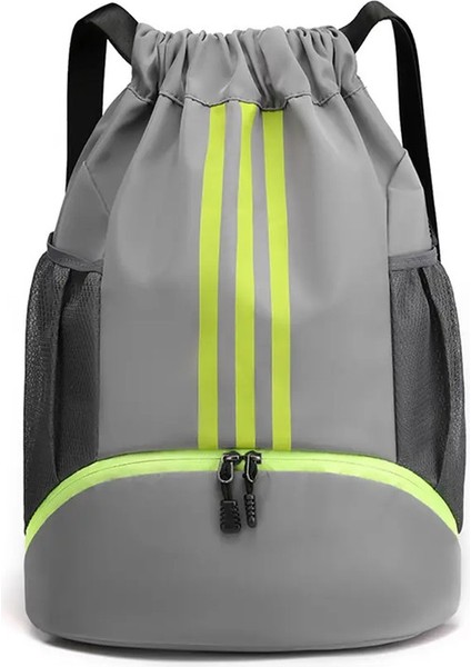 Spor Çanta Fitness Sırt Çantası Kadın Erkek Basketbol Sırt Çantası Açık Futbol Futbol Depolama Çantaları Eğitim Drawstring Spor Koksuk Rolor: Gri (Yurt Dışından)