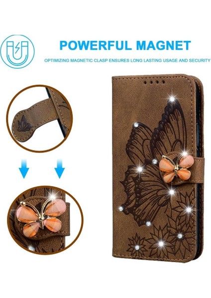 Elmas ile Xiaomi Redmi Not 14 Pro 4g Büyük Kelebek Için Flip Case (Yurt Dışından)