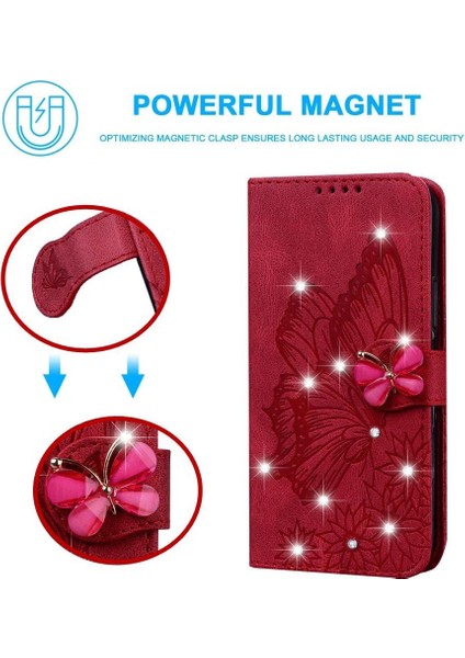 Elmas ile Xiaomi Redmi Not 14 Pro 4g Büyük Kelebek Için Flip Case (Yurt Dışından)