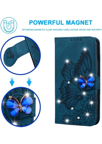 Elmas ile Xiaomi Redmi Not 14 Pro 4g Büyük Kelebek Için Flip Case (Yurt Dışından)