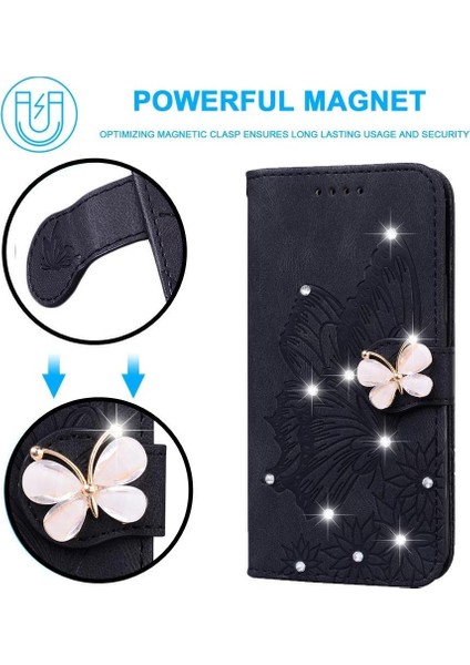 Elmas ile Xiaomi Redmi Not 14 Pro 4g Büyük Kelebek Için Flip Case (Yurt Dışından)