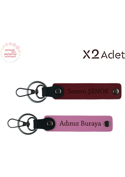 Öğrenciye Motivasyon Hediyesi,kişisel Isimli 2’li Anahtarlık Seti, Pembe-Bordo