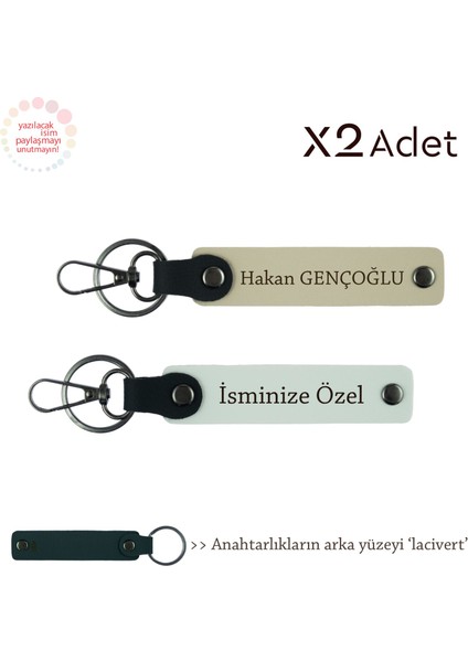 Bebeğinize Değerli Hatıra – Bebek Isimi Yazılabilen 2’li Anahtarlık Seti, Beyaz-Sütlü Kahve-Lacivert