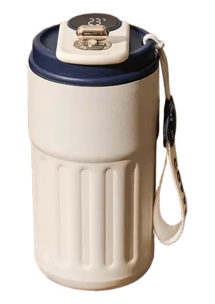 Akıllı Dijital LED Sıcaklık Göstergesi Kahve Fincanı Paslanmaz Çelik Termo Şişe Soğuk ve Sıcak Tutar Termal Kupa Spor Kupası Kapasite: 450ML / Renk: Beyaz Mavi (Yurt Dışından)
