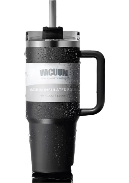 304 Paslanmaz Çelik Yalıtımlı Su Şişesi Termal Kahve Araba Kupası Soğuk Sıcak Kur Spor Için Saplı Pipetli Vakum Şişesi 40OZKAPASITE: 1000-1500ML / Renk: 1200ML Beyaz (Yurt Dışından)