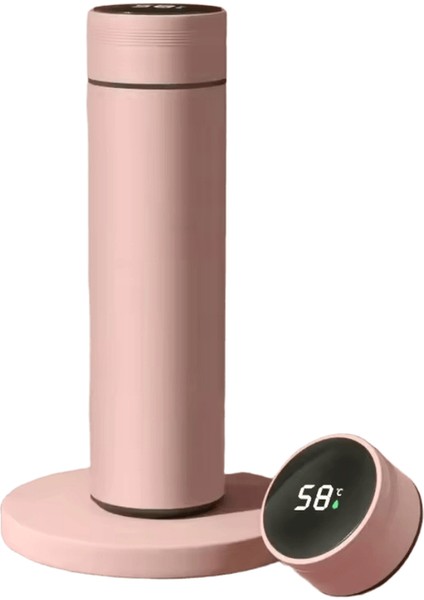 480ML Termos Şişe Akıllı Ekran Sıcaklığı Paslanmaz Çelik Vakumlu Dak Ofis Kahve Fincanı Iş Taşınabilir Termal Kupa Kapasite: 480ML / Renk: Pembe (Yurt Dışından)