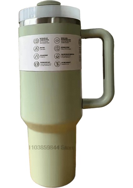 Marka 40 Oz Tumbler Kapaklı ve Pipetli Saplı Pipet Paslanmaz Çelik Vakum Yalıtımlı Buzlu Kahve Kurı Araba Için Termal Daklar Kapasite: 40OZ / Renk: Açık Yeşil (Yurt Dışından)