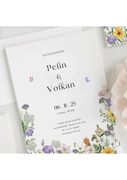 Tımless Şeffaf Zarflı Düğün Davetiyesi fiyatları