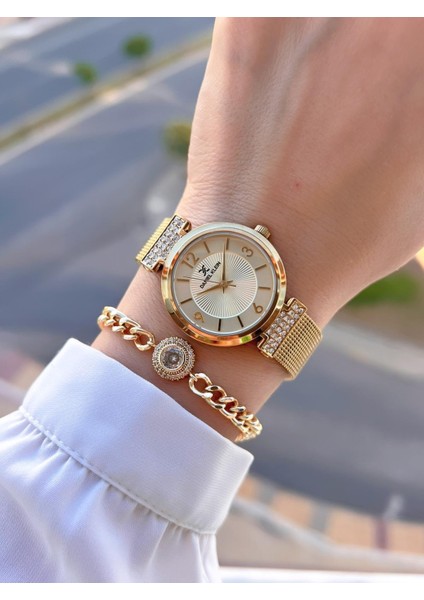 Çelik Hasır Kordon 30 mt Suya Dayanıklı Kadın Kol Saati+Bileklik BYN.13966.2 fiyatları