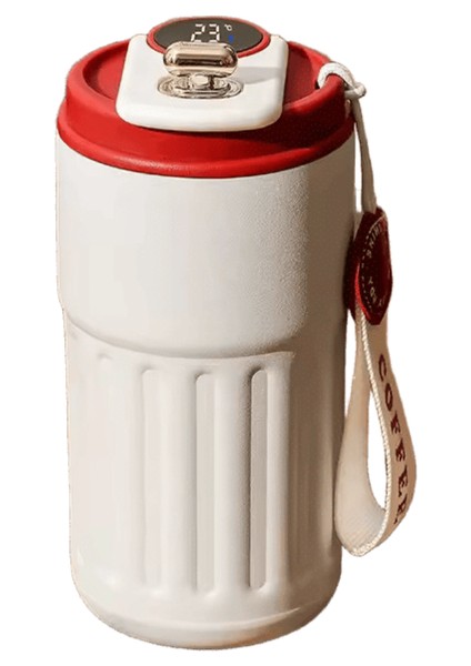 Akıllı Dijital LED Sıcaklık Göstergesi Kahve Fincanı Paslanmaz Çelik Termo Şişe Soğuk ve Sıcak Tutar Termal Kupa Spor Kupası Kapasite: 450ML / Renk: Beyaz Kırmızı (Yurt Dışından)
