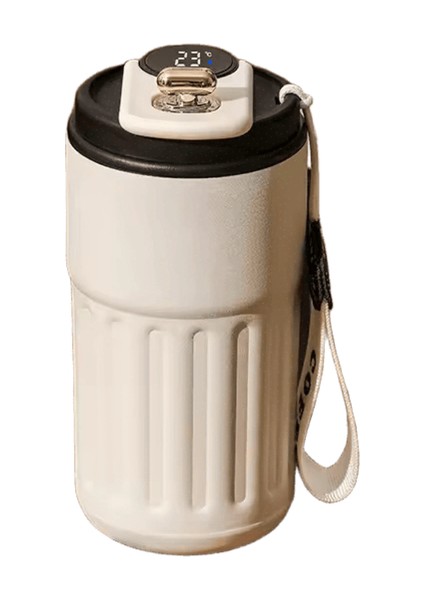 450ML Paslanmaz Çelik Termo Su Şişesi LED Sıcaklık Göstergesi Kahve Fincanı Soğuk ve Sıcak Tutun Termal Kupa Seyahat Vakum Şişesi Kapasite: 450ML / Renk: Beyaz Siyah (Yurt Dışından)