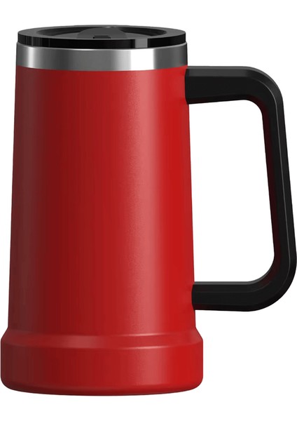 700ML Paslanmaz Çelik Termal Kupa Saplı Çift 304 Yalıtımlı Dak Ofis Ev Bira Kupa Sıcak Tutun Kahve Fincanı Kapasite: 701-800ML / Renk: Kırmızı (Yurt Dışından)