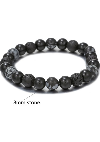 El Yapımı Doğal Volkanik Taş Kaymaktaşı Boncuk Bilezik Erkekler Için Retro 10/8mm Elastik Boncuk Çift Bilezik (Yurt Dışından)