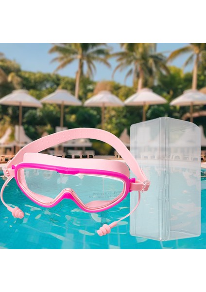 Çocuk Yüzme Gözlüğü Kız Erkek Yüzme Ekipmanı Gözlük Su Geçirmez ve Buğu Önleyici Büyük Çerçeve Profesyonel Dalış Gözlüğü (Yurt Dışından)