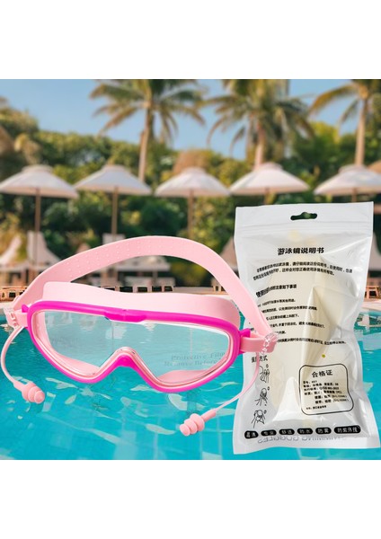 Çocuk Yüzme Gözlüğü Kız Erkek Yüzme Ekipmanı Gözlük Su Geçirmez ve Buğu Önleyici Büyük Çerçeve Profesyonel Dalış Gözlüğü (Yurt Dışından)