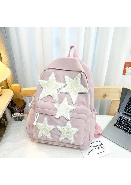 Su Geçirmez Okul Sırt Çantası Moda Yıldızlar Büyük Kapasiteli Bilgisayar Sırt Çantası Naylon Omuz Çantaları Kawaii Sırt Çantası Öğrencileri Okul Çantası Rengi: Pembe (Yurt Dışından)