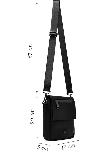 Erkek Siyah Mini Postacı Çantası 25SBD30016F