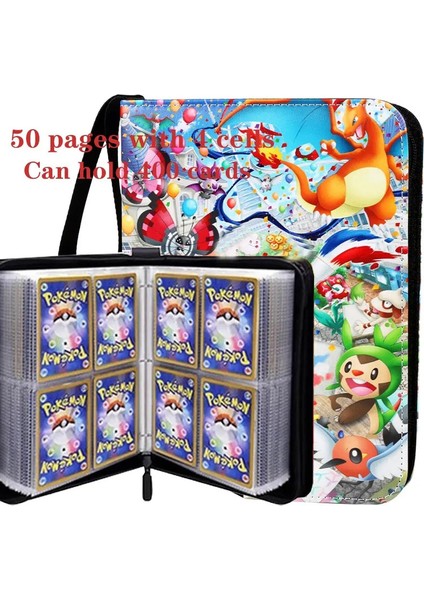 ★ Fd Pokemones Albüm Bağlayıcı Fotokard Pu Fermuar Fotoğraf Albüm Albüm Carte Tutucu Oyuncaklar Klasör Mektupları Pokemones Kartları Kartları: 4 Cep 50 Sayfa (Yurt Dışından)