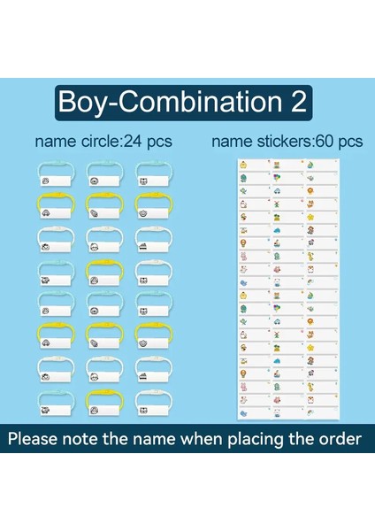 24 Adet Su Geçirmez Bebek Adı Etiketleri ile Etiket Ipi Özelleştirilmiş Çocuk Giyim Ayakkabıları Okul Çantası Kupası Etiketleri Kolye Renk: BOY24 Çıkartmaları 60PCS (Yurt Dışından)