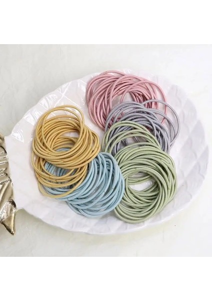 100PCS/SET Saç Bağları Kadınlar Için Elastik Kauçuk Bantlar Erkekler Ince Saç Kauçuk Bantlar At Kuyruğu Scrunchies Kadınlar Için Saç Aksesuarları Renk: Şeker Rengi (Yurt Dışından)