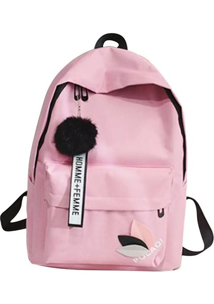 Baskılı Yapraklar Sırt Çantası Büyük Kapasiteli Sırt Çantası Fermuarı Taşınabilir Kılavuz Çalguk Kadın Omuz Çantası Basit Öğrenci Schoolbag Rengi: Pembe (Yurt Dışından)