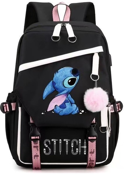 Erkek ve Kız Öğrenci Sırt Çantaları Sırt Çantaları Büyük Kapasiteli Çizgi Film Çocuklar Sevimli Stitch Çanta (Yurt Dışından)