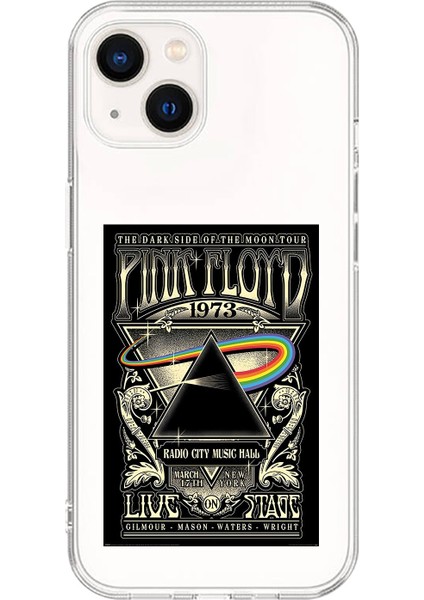iPhone 14 Plus Uyumlu Şeffaf Kılıf Pink Floyd Tasarımlı
