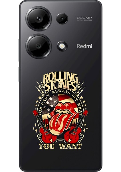 Xiaomi Redmi Note 13 Pro Uyumlu Şeffaf Kılıf Rolling Stones Tasarımlı