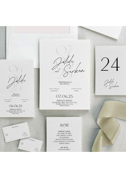 Mınımal Şeffaf Zarflı Düğün Davetiyesi modelleri