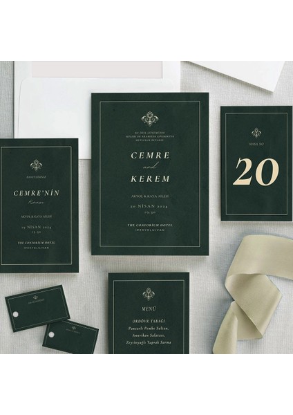 Nostaljik Şeffaf Zarflı Düğün Davetiyesi modelleri