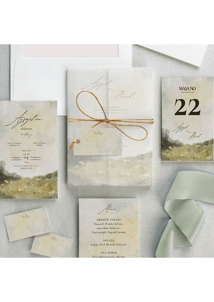 Sonbahar Şeffaf Zarflı Düğün Davetiyesi