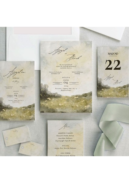 Sonbahar Şeffaf Zarflı Düğün Davetiyesi modelleri
