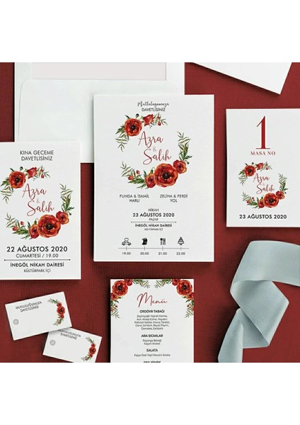 Kızıl Zarfsız Düğün Davetiyesi fiyatları