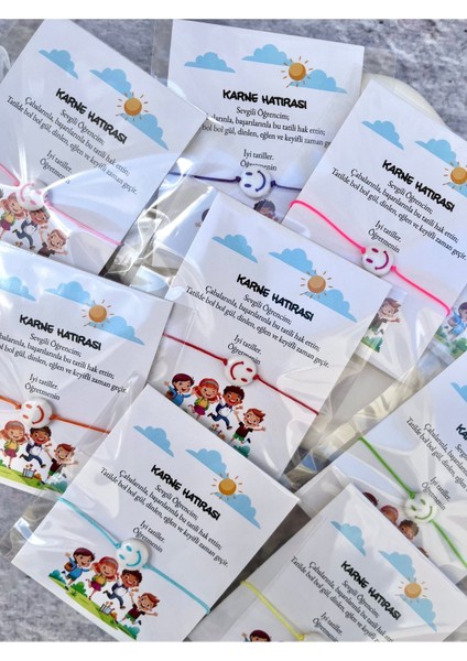 Renkli Gülen Yüz Bileklik 10 Adet Karne Hediyesi 1 Adet modelleri
