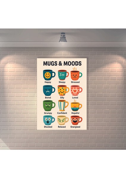 Mugs & Moods Retro Mdf Duvar Dekarasyon Tablosu