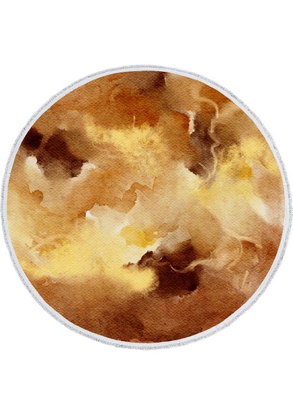 Yuvarlak Halı – Venüs Esintili Sarı Kahve Suluboya Desenli | Modern Dekoratif Tasarım | 60X60 – 180X180 cm indirimleri