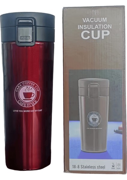 500ML Termal Kupa Çift Duvar 304 Paslanmaz Çelik Kahve Fincanı Vakumlu Matara Termos Su Şişesi Çay Kahve Sızdırmaz Termos Kupa Kapasite: 500ML / Renk: Bordo (Yurt Dışından)