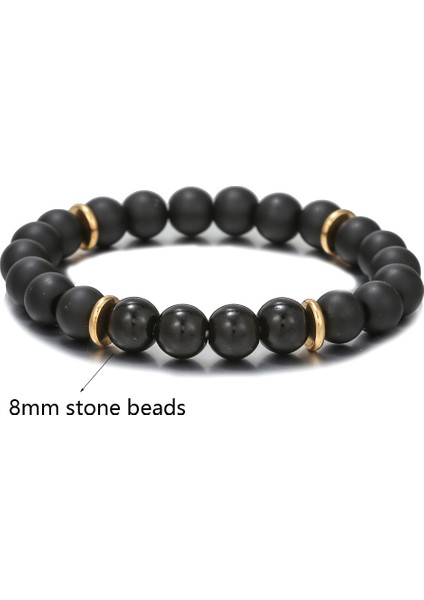 El Yapımı Doğal Volkanik Taş Kaymaktaşı Boncuk Bilezik Erkekler Için Retro 10/8mm Elastik Boncuk Çift Bilezik (Yurt Dışından)