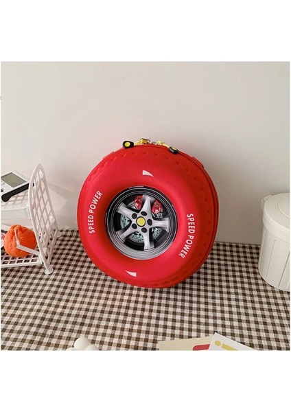 Renkli Lastik Şeklindeki Çocukların Okul Çantası Büyük Kapasiteli 3D Karikatür Sırt Çantası Hafif Ayarlanabilir Anaokulu Omuz Çantası Renk: Kırmızı (Yurt Dışından)