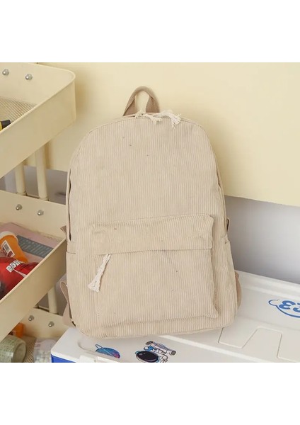 Moda Kadife Tarzı Genç Unisex Öğrenci Okul Çantası Çizgili Yeni Seyahat Bagcolor: Haki (Yurt Dışından)