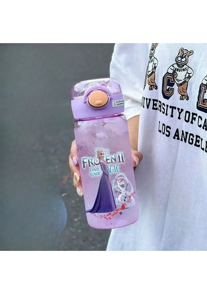 Dondurulmuş Elsa Anime Periferik Yaratıcı Karikatür Sevimli Baskı Öğrenci Taşınabilir Büyük Kapasiteli Saman Plastik Kupa Doğum Günü Hediyesi Renk: 450ML-5 (Yurt Dışından)